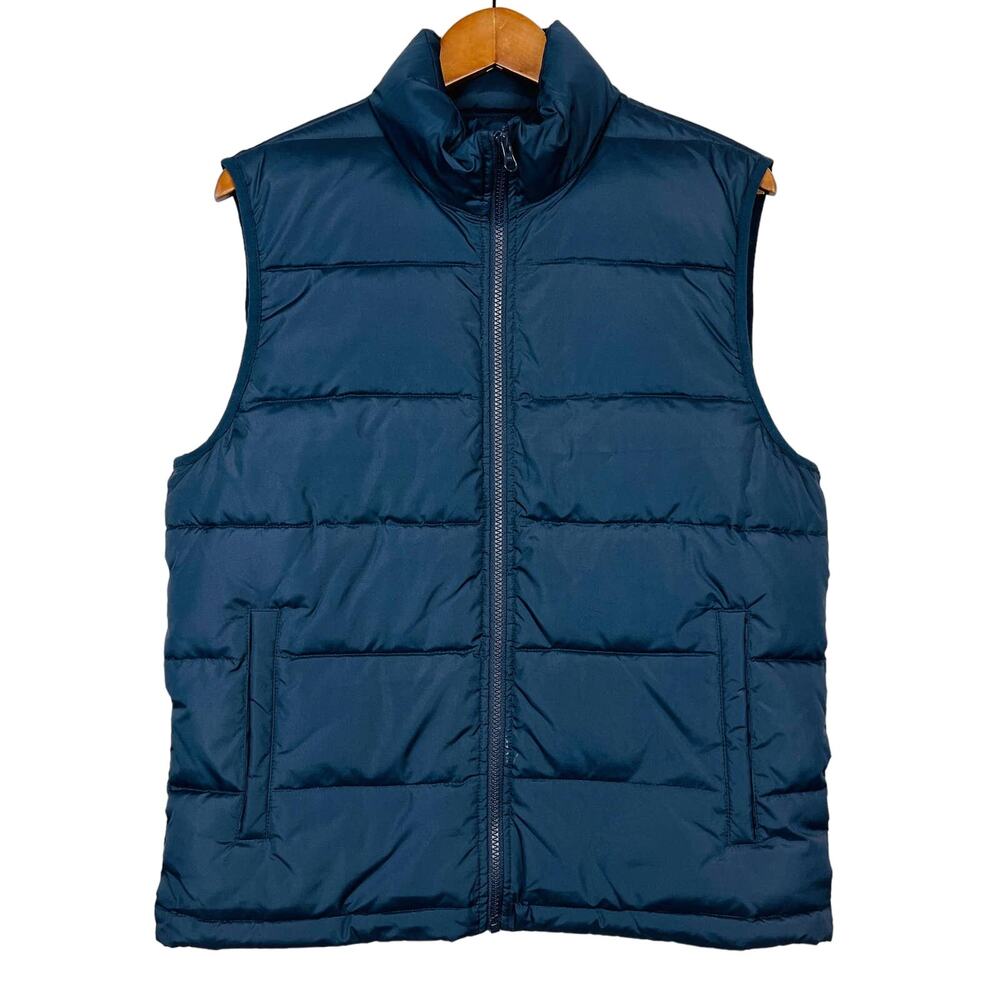 J Crew Quilted Puffer Vest Sleeveless Jacket Navy Full Zip - S